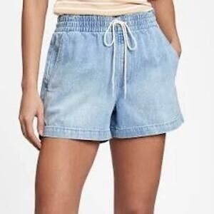 Gap Women’s Medium Shorts Pull On Drawstring 3” Inseam 100% Cotton Denim